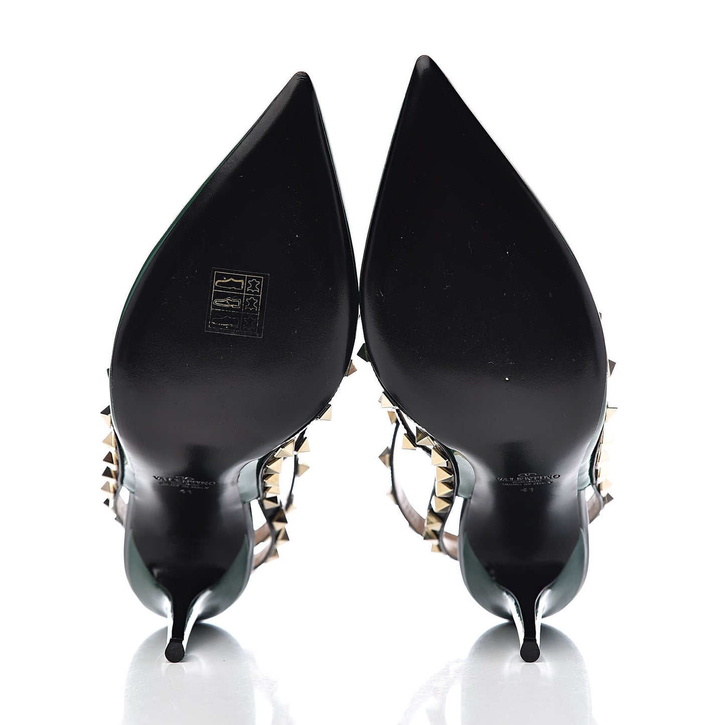 Patent Rockstud Ankle Strap 100mm Pumps 41 Smeraldo Black
