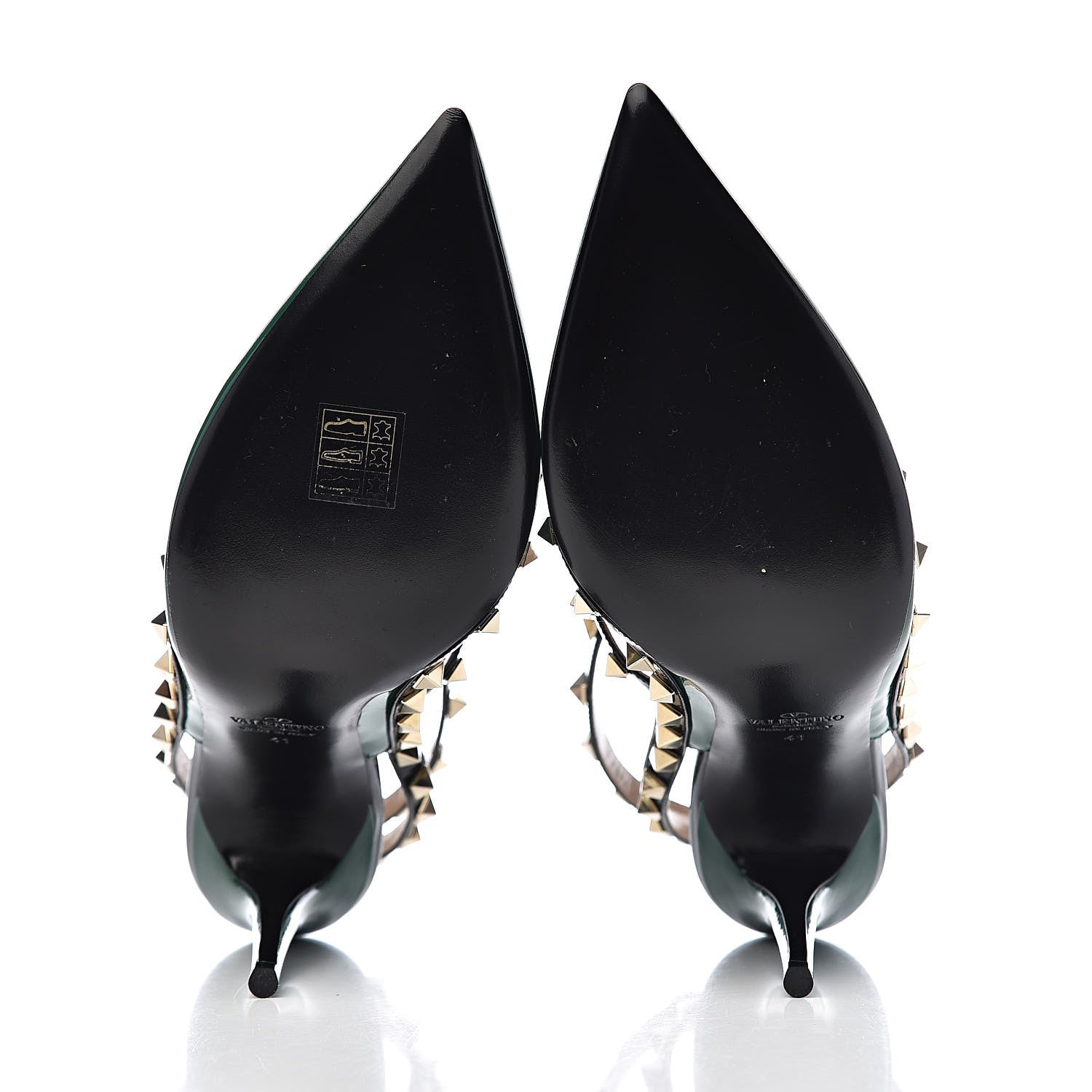 Valentino Garavani Patent Rockstud Ankle Strap 100mm Pumps 41 Smeraldo Black 6 of 10