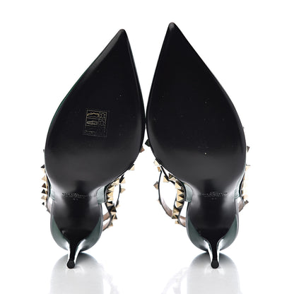 Valentino Garavani Patent Rockstud Ankle Strap 100mm Pumps 41 Smeraldo Black 6 of 10