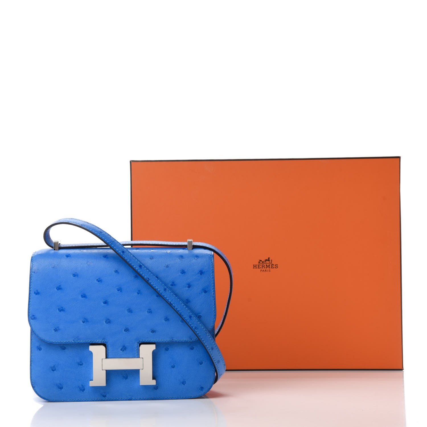 Hermes Ostrich Constance 18 Bleuet 11 of 11