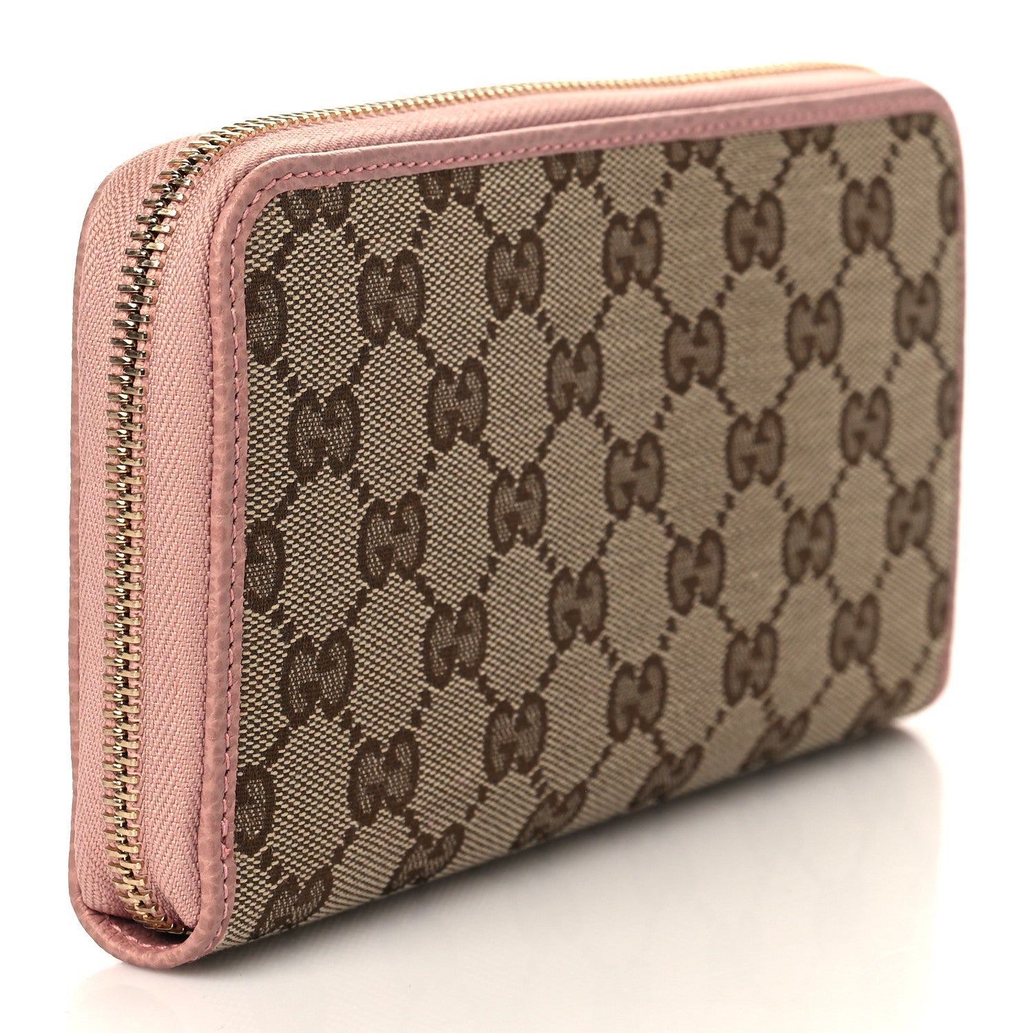 Gucci Monogram Dollar Calfskin Zip Around Wallet Beige Ebony Soft Pink 3 of 6