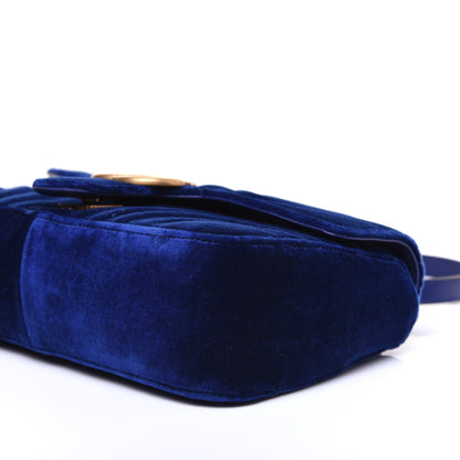 Gucci Velvet Matelasse Small GG Marmont Shoulder Bag Cobalt Blue 7 of 13