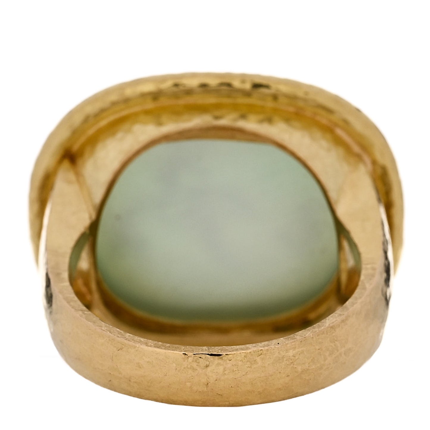 19K Yellow Gold Venetian Glass Intaglio Cupid Riding Bear Ring 53 6.5 Blue