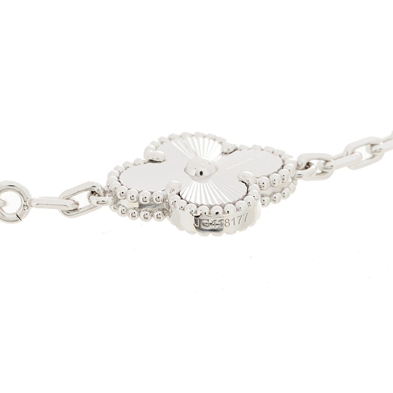 18K White Gold 5 Motifs Guilloche Vintage Alhambra Bracelet