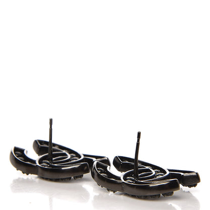 Chanel Crystal CC Earrings Black Silver 3 of 4