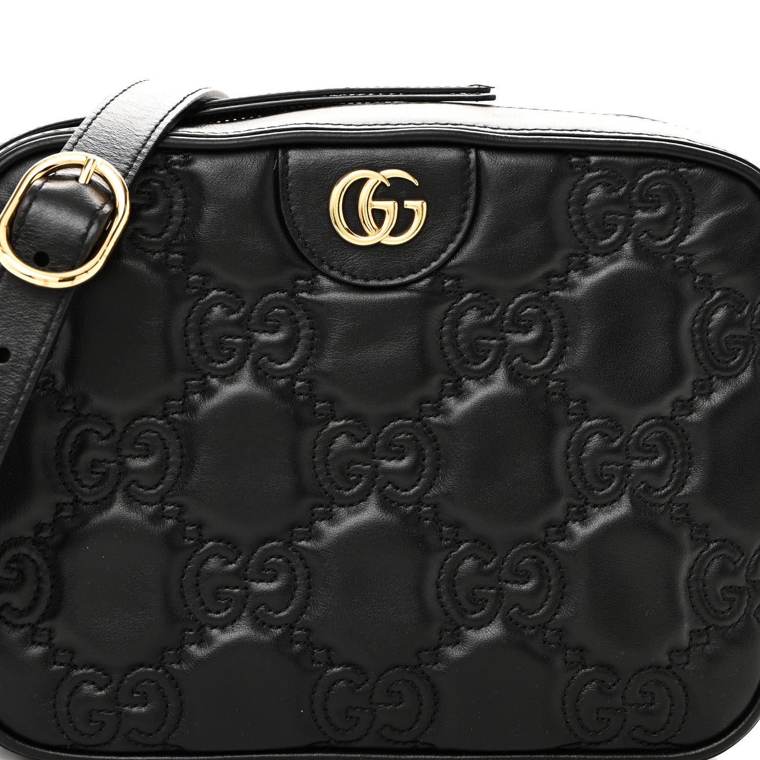 Gucci Calfskin GG Matelasse Shoulder Bag Black Natural 8 of 10