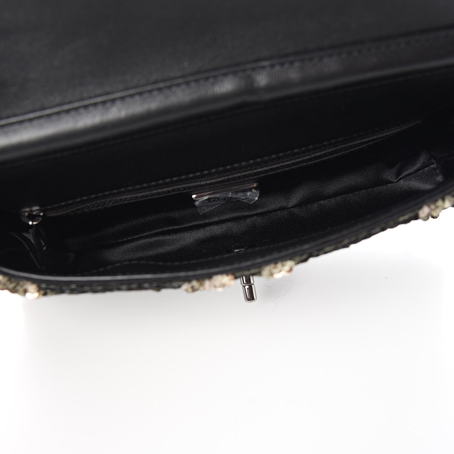 Sequin Mini Flap Beige Black