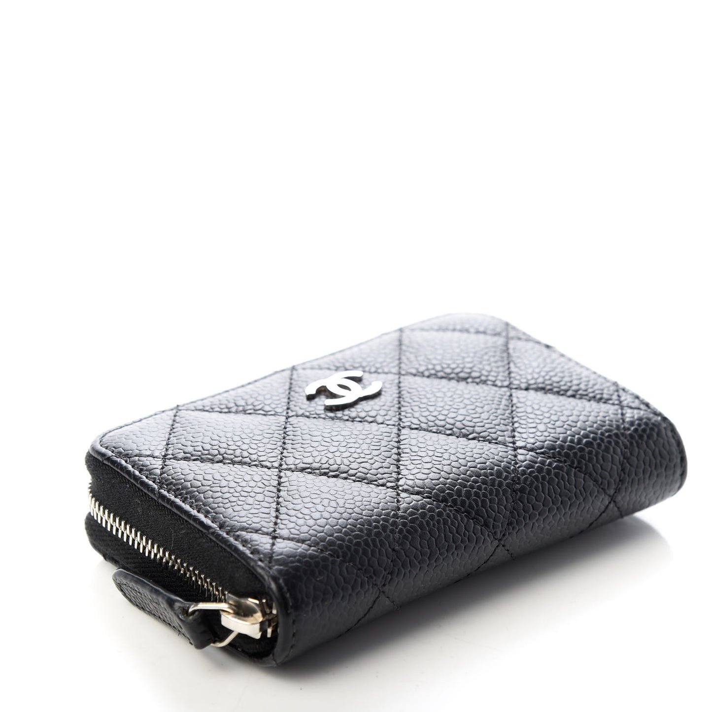 Caviar Quilted Zip Coin Purse Black