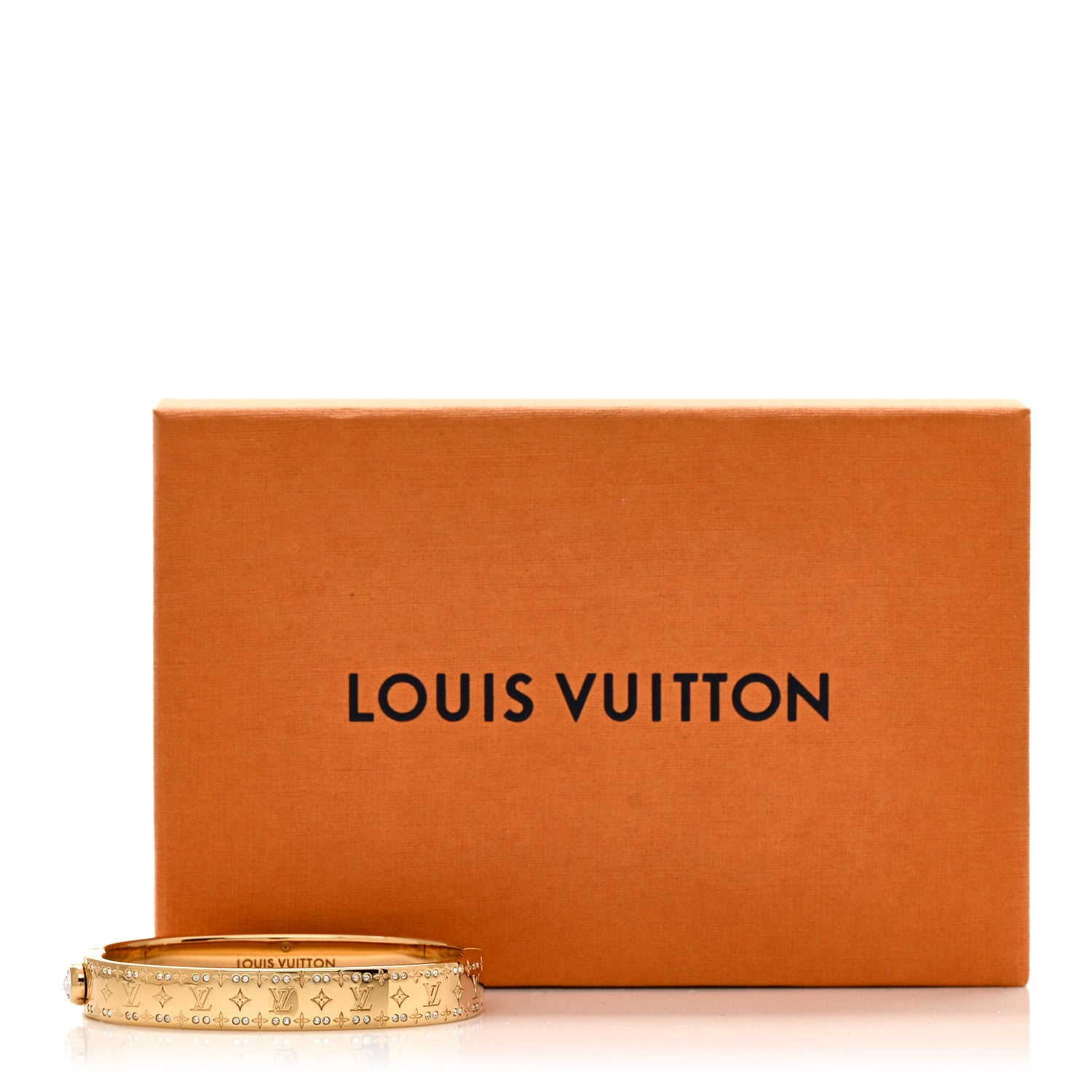 Louis Vuitton Brass Crystal Monogram Nanogram Strass Cuff S Gold 5 of 5