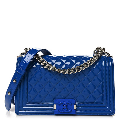 Chanel Patent Calfskin Quilted Medium Plexiglass Boy Flap Blue 1 of 10
