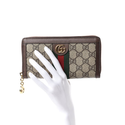 Gucci GG Supreme Monogram Web Ophidia Zip Around Wallet Brown 2 of 7