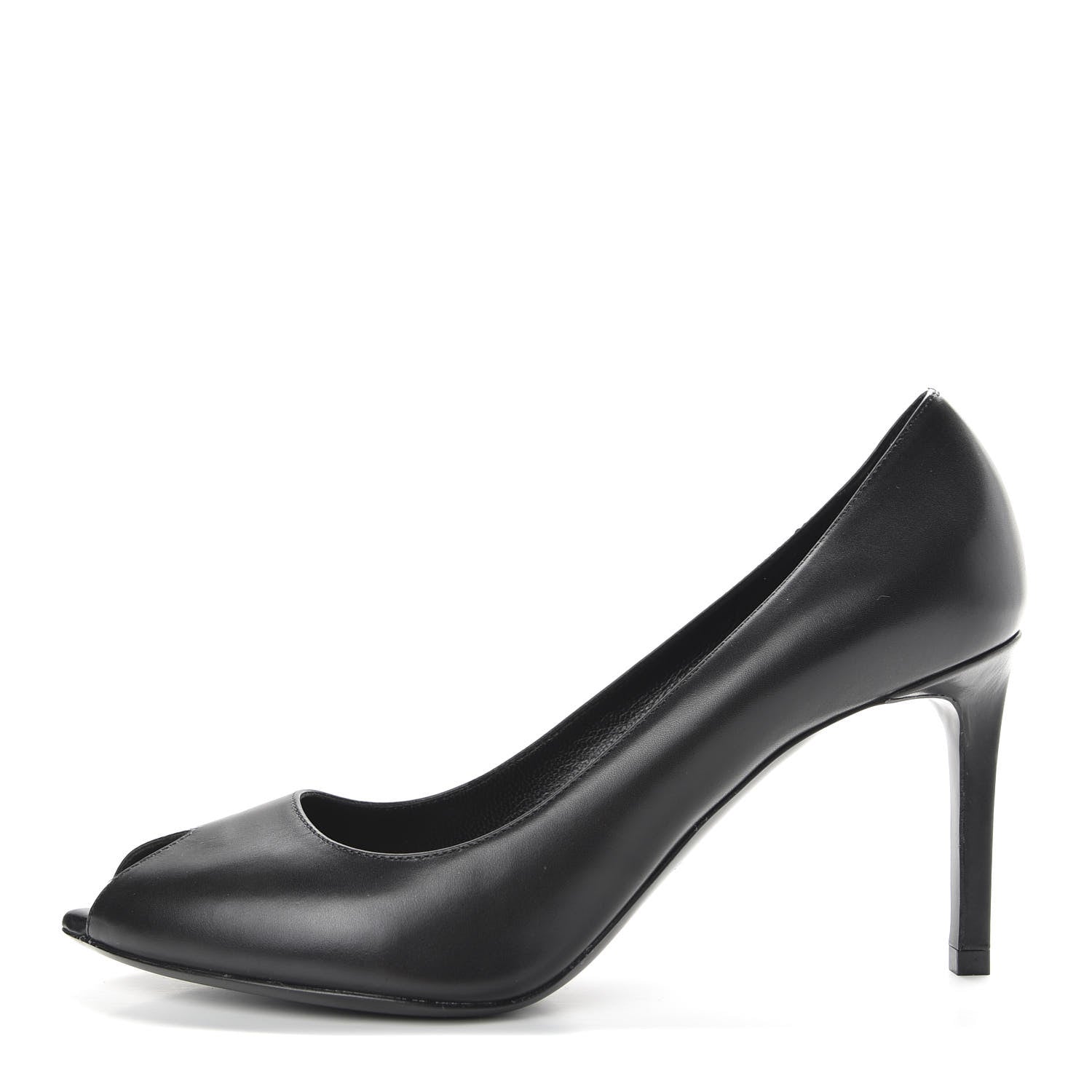 Saint Laurent Calfskin Paris Peep Toe 80 Escarpin Pumps 37.5 Black 1 of 8