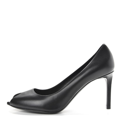 Saint Laurent Calfskin Paris Peep Toe 80 Escarpin Pumps 37.5 Black 1 of 8