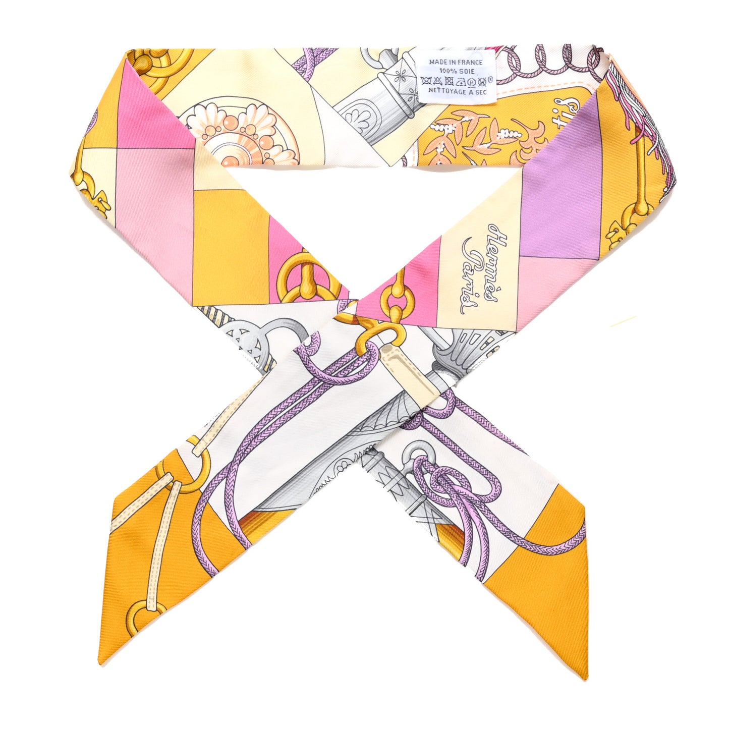 Silk Cliquetis Twilly Bouton D'Or Mauve