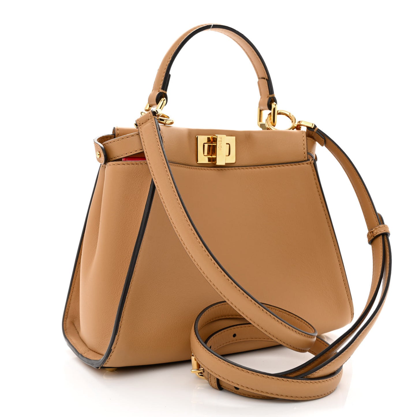 Vitello Seta Nappa FF Embossed Mini Peekaboo Iconic Satchel Miele Scuro