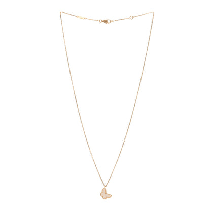 Van Cleef & Arpels 18K Yellow Gold Mother of Pearl Sweet Alhambra Butterfly Pendant Necklace 3 of 4