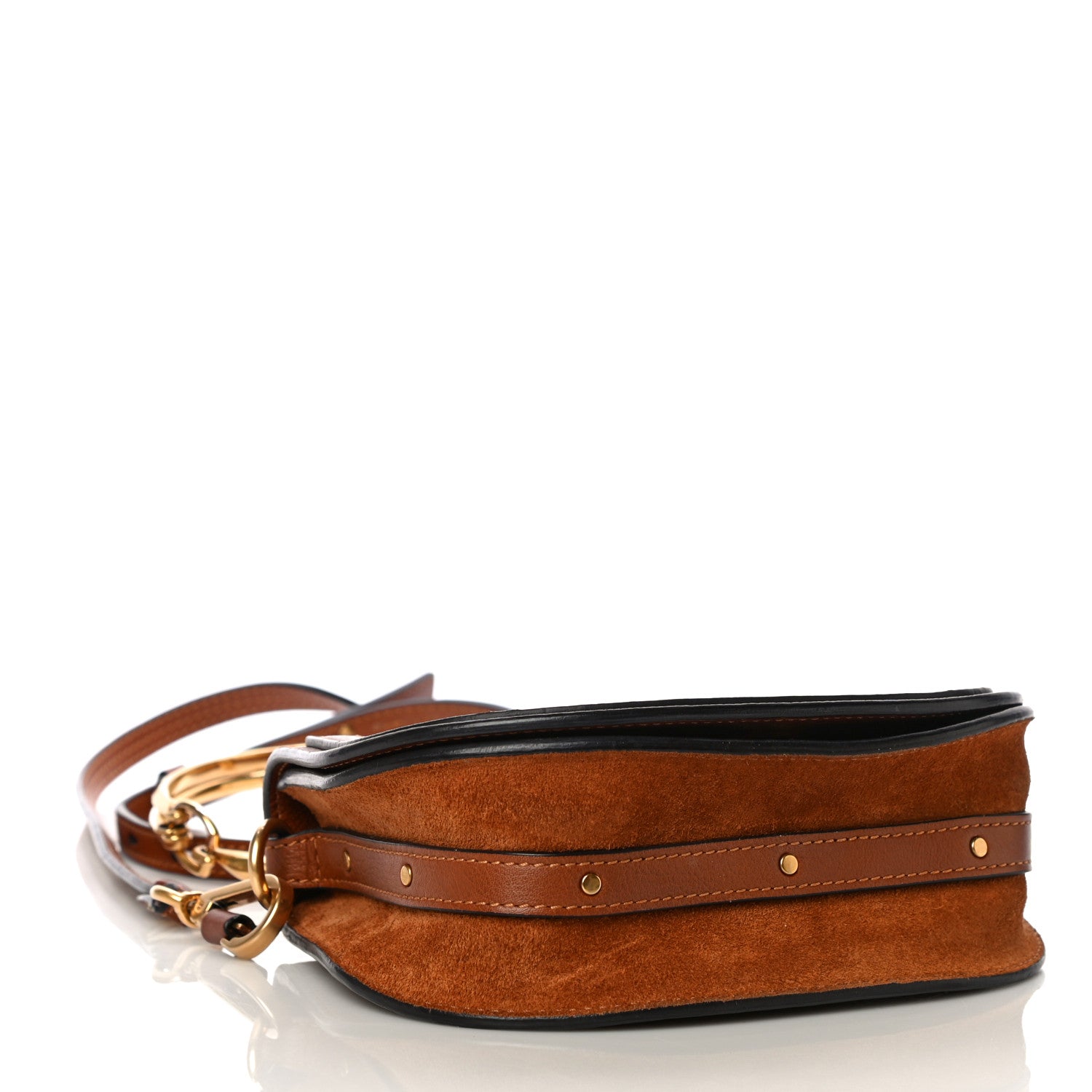 Chloe Calfskin Suede Small Nile Bracelet Bag Caramel 3 of 15