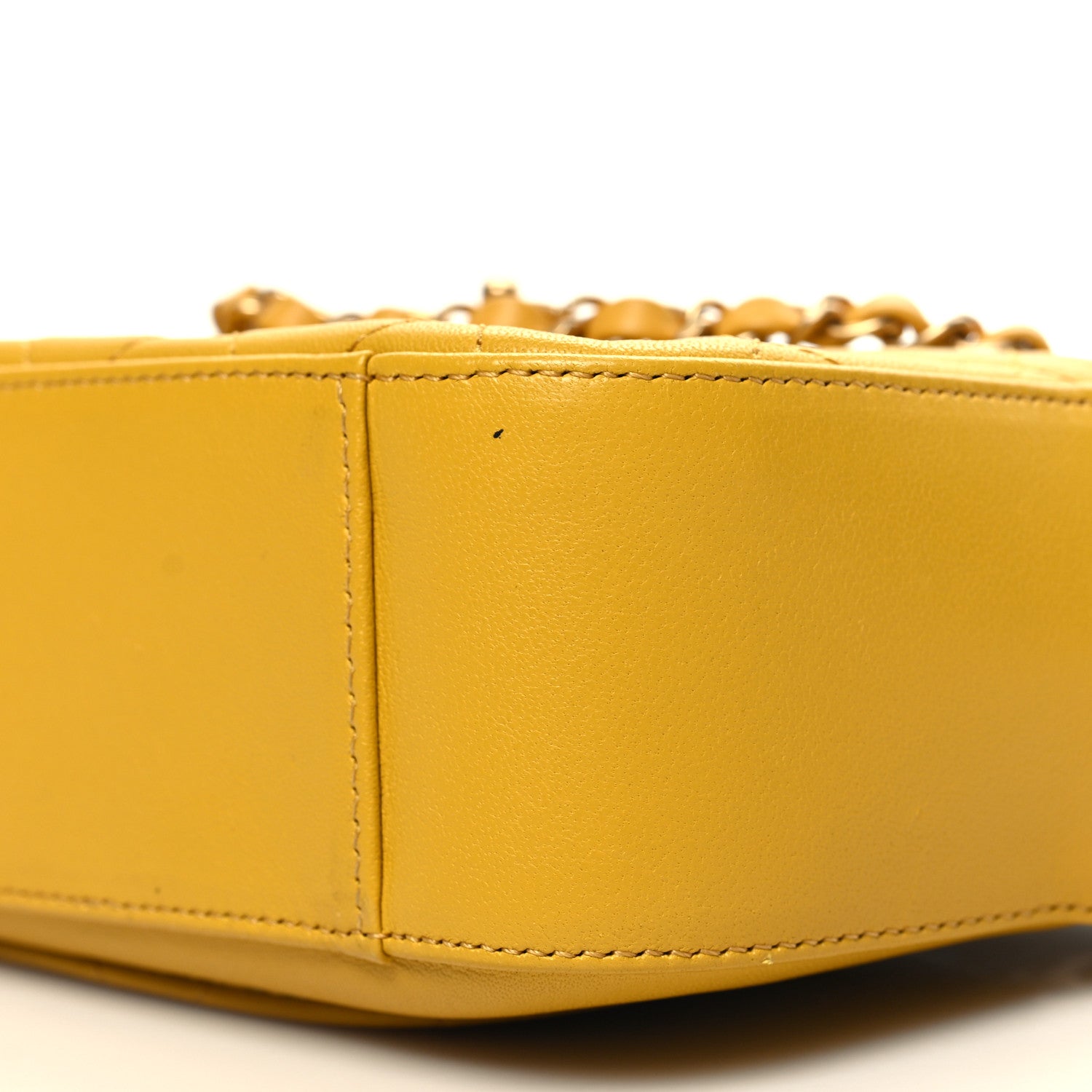 Chanel Goatskin Quilted Chain Infinity Camera Case Yellow 10 of 10