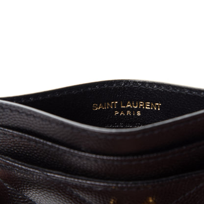 Saint Laurent Grain De Poudre Matelasse Chevron Monogram Credit Card Case Black 6 of 8