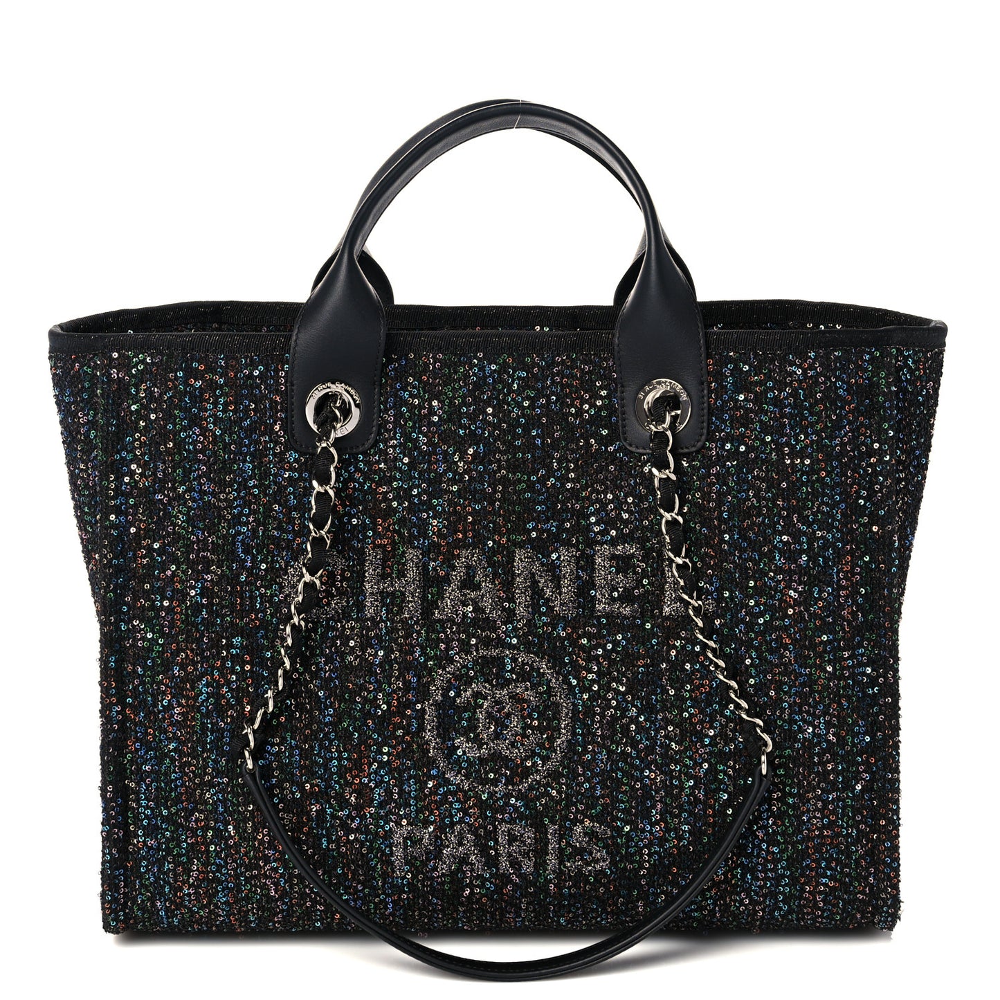 Calfskin Sequin Small Deauville Tote Black