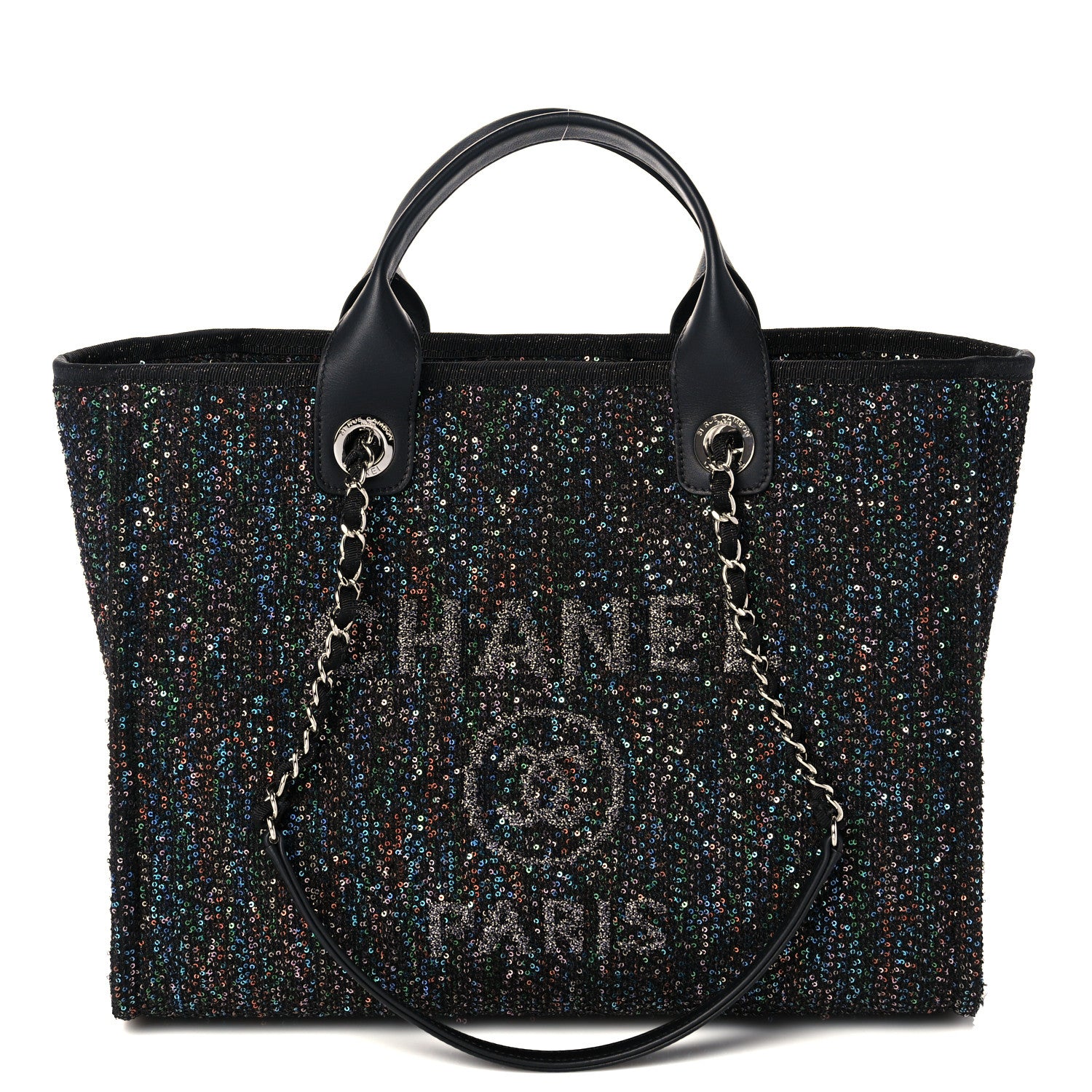 Chanel Calfskin Sequin Small Deauville Tote Black 1 of 9