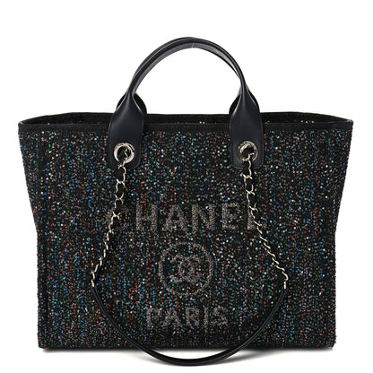 Chanel Calfskin Sequin Small Deauville Tote Black 1 of 9