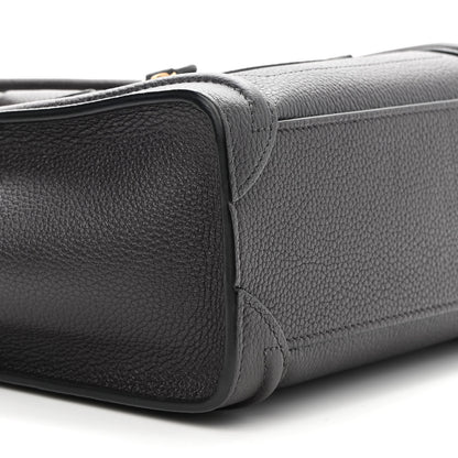 Celine Drummed Calfskin Nano Luggage Liquorice 7 of 8