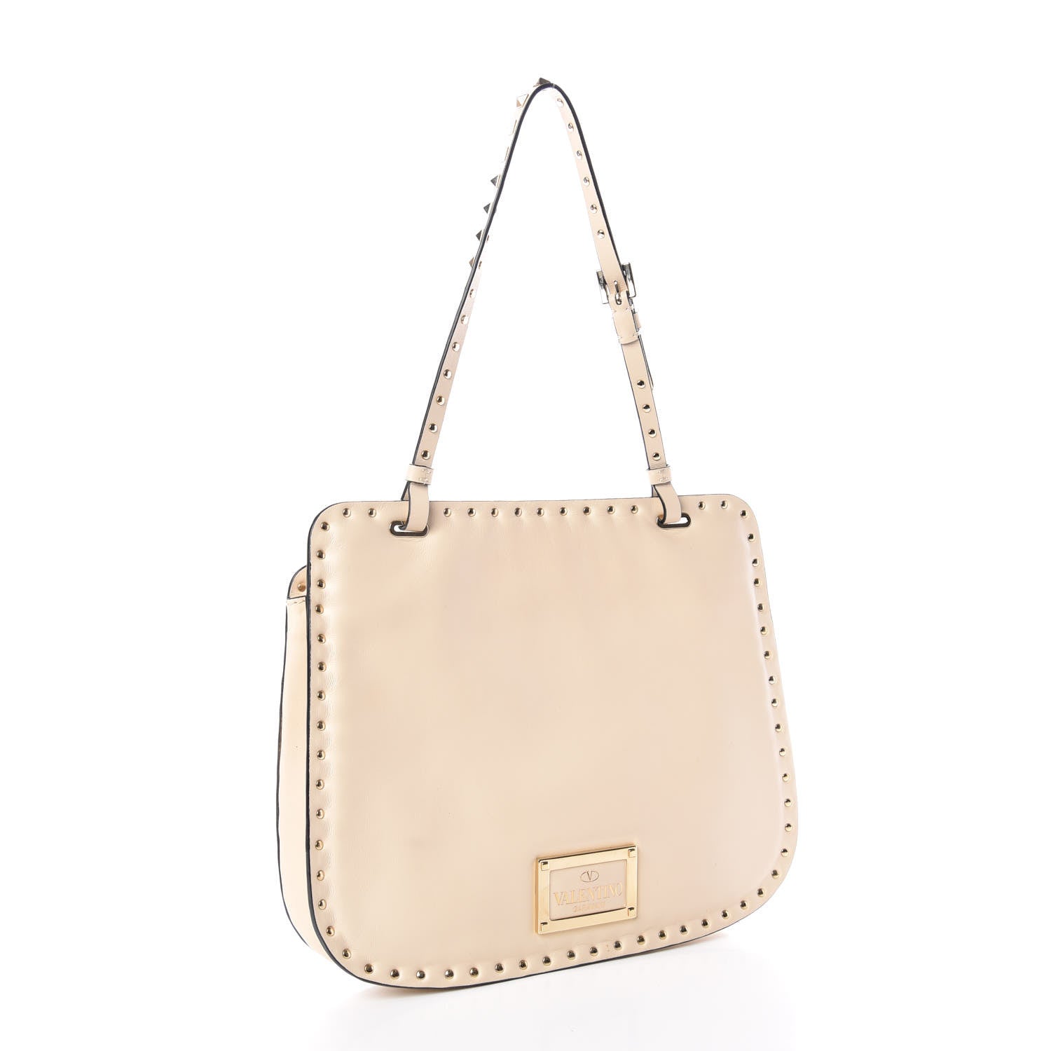 Valentino Garavani Vitello Rockstud Shoulder Satchel Ivory 3 of 10
