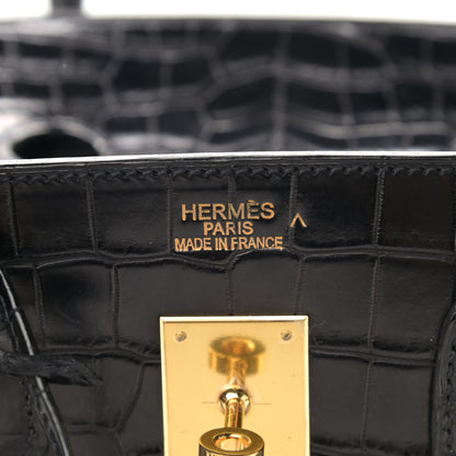 Hermes Matte Porosus Crocodile Birkin 35 Black 6 of 13