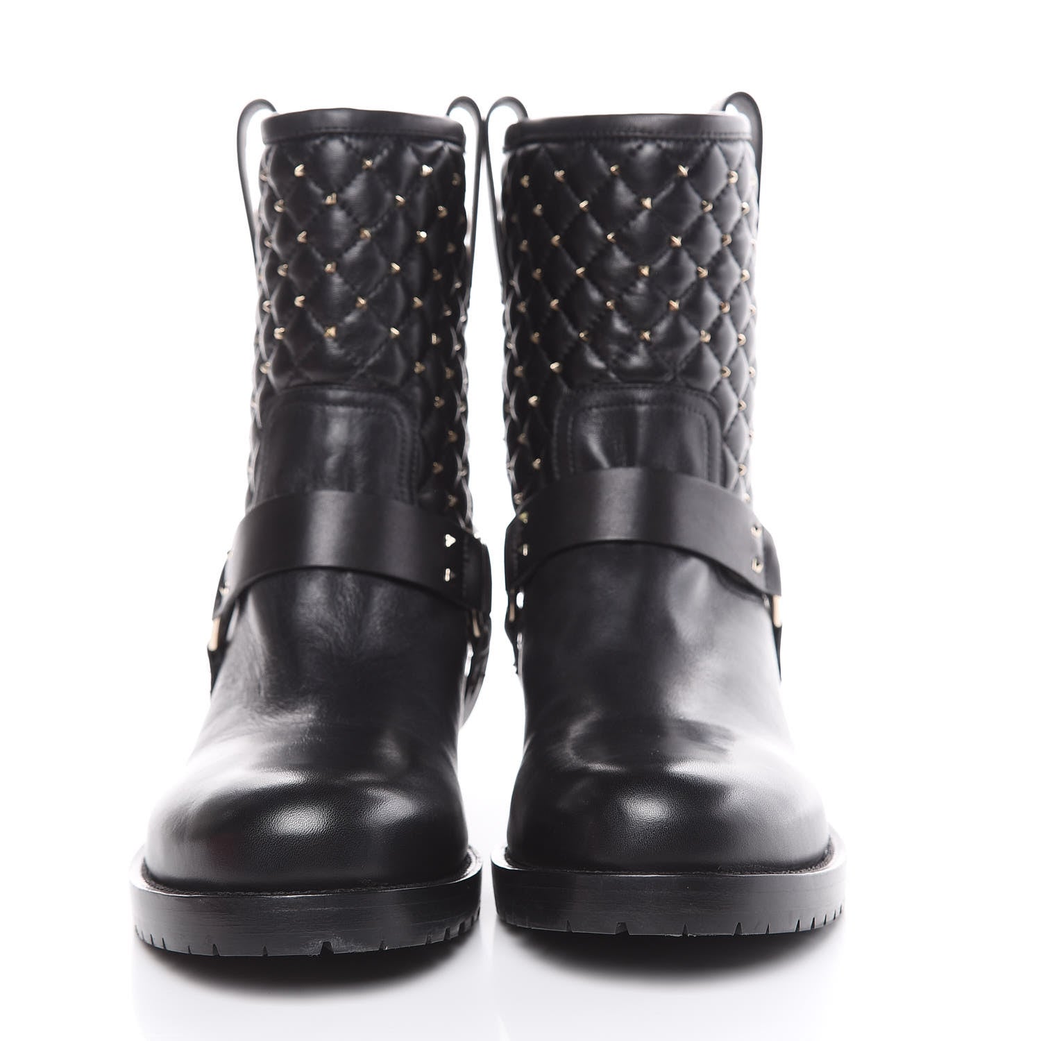 Valentino Garavani Calfskin Nappa Rockstud Spike 20mm Biker Boots 41 Black 2 of 10