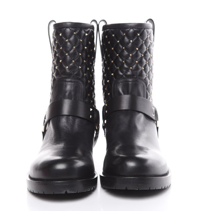 Valentino Garavani Calfskin Nappa Rockstud Spike 20mm Biker Boots 41 Black 2 of 10