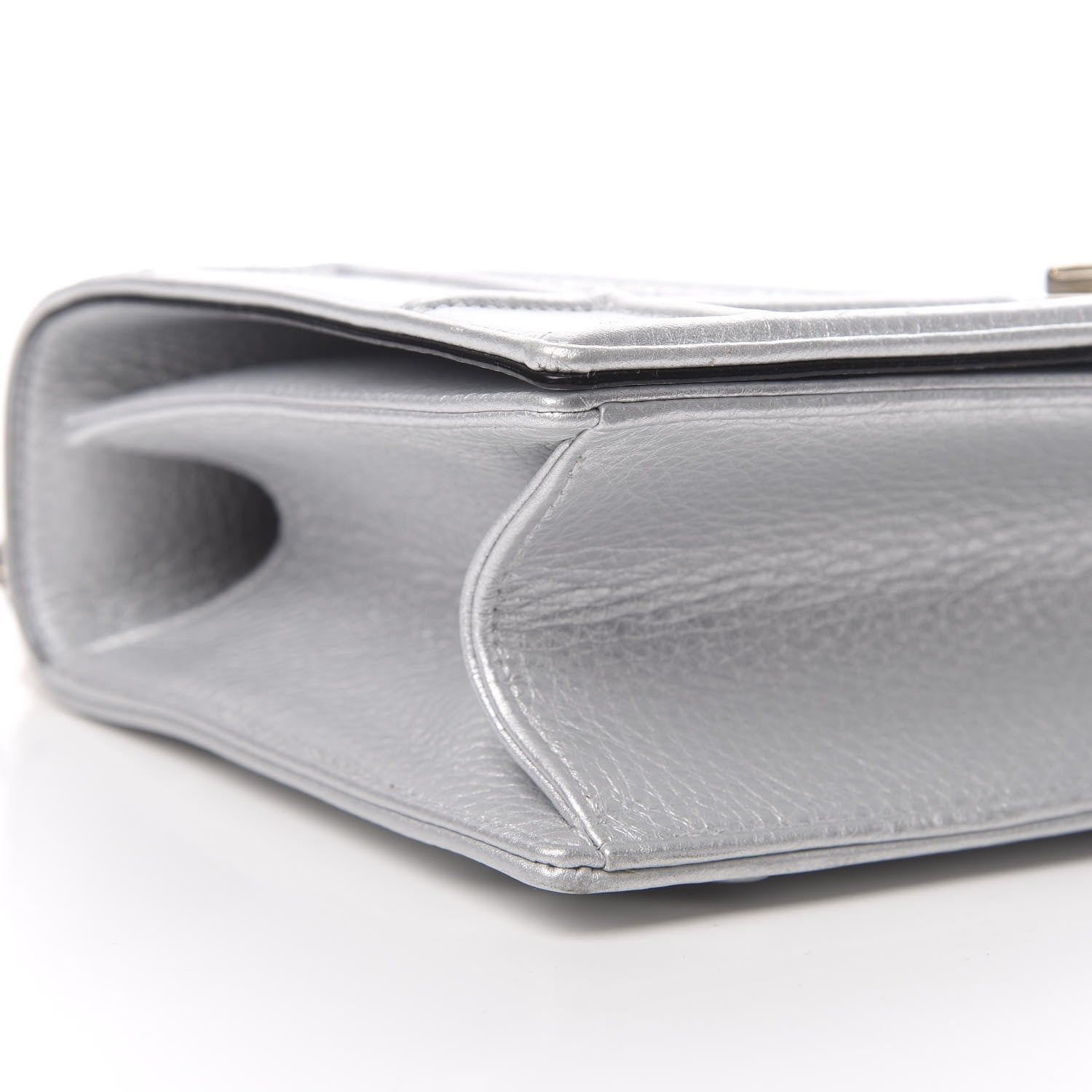 Christian Dior Metallic Grained Calfskin Medium Diorama Flap Bag Silver 10 of 17