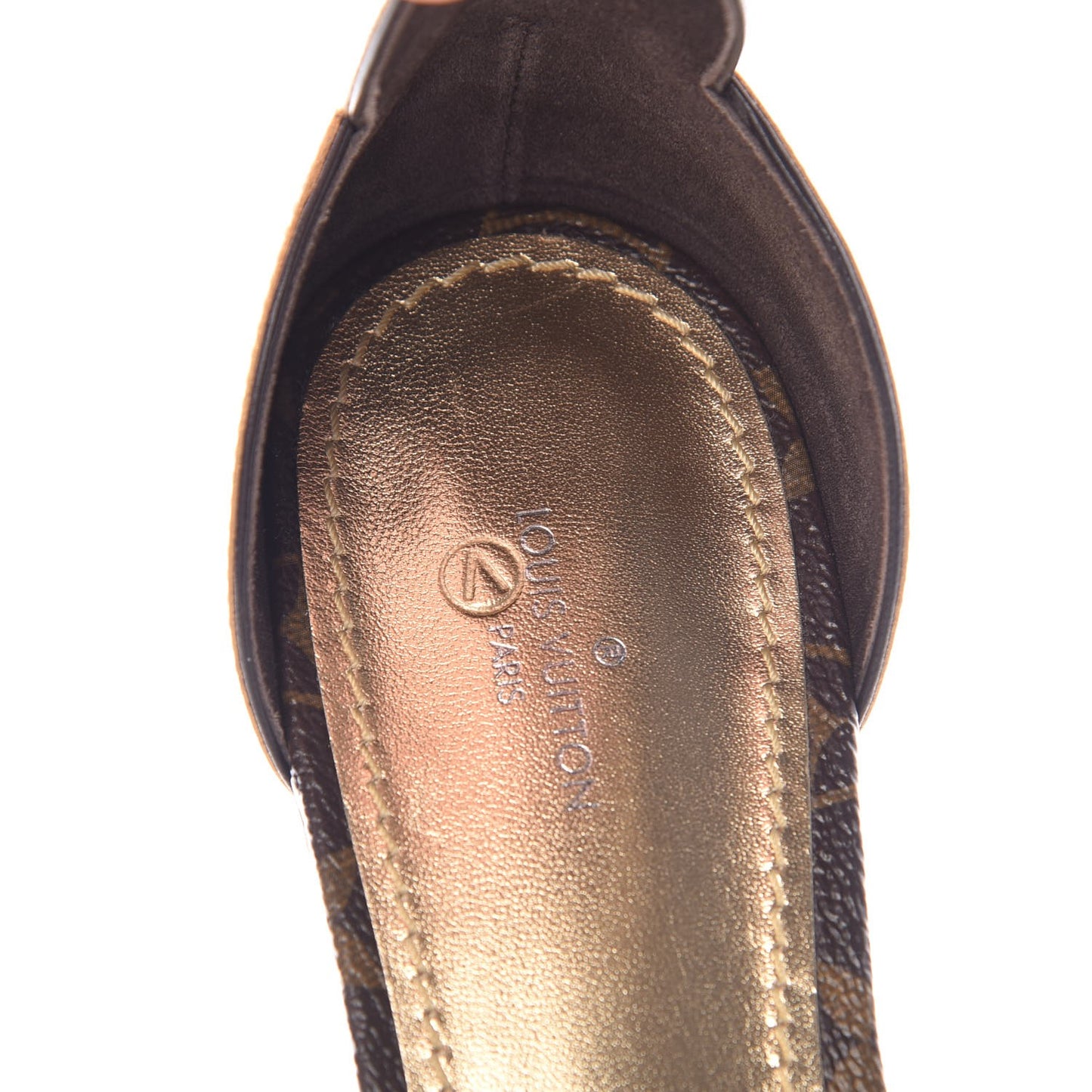 Monogram Metallic Patent Sunshine Flat Sandals 39