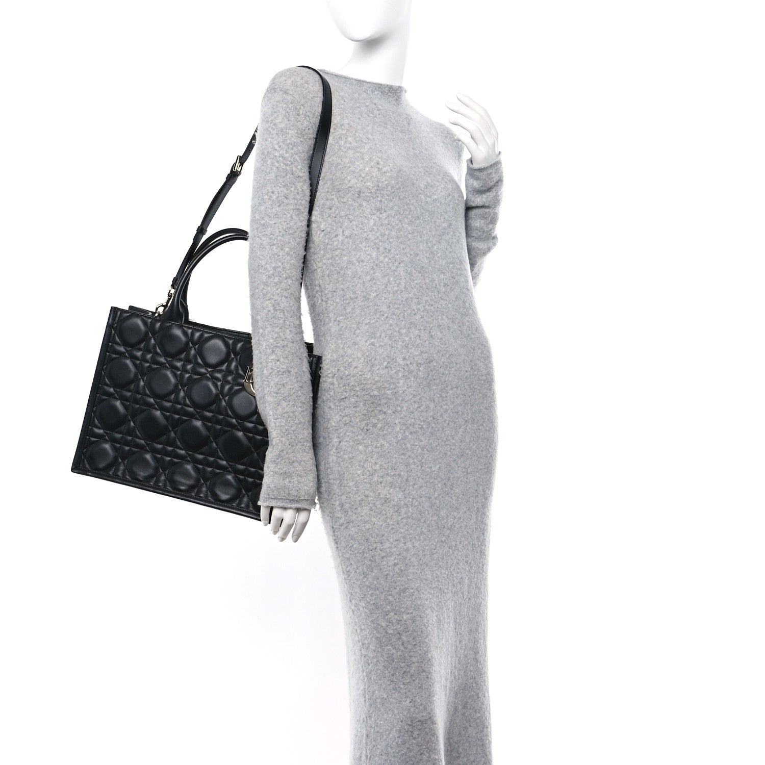 Christian Dior Calfskin Macro Cannage Medium Book Tote Black 2 of 10