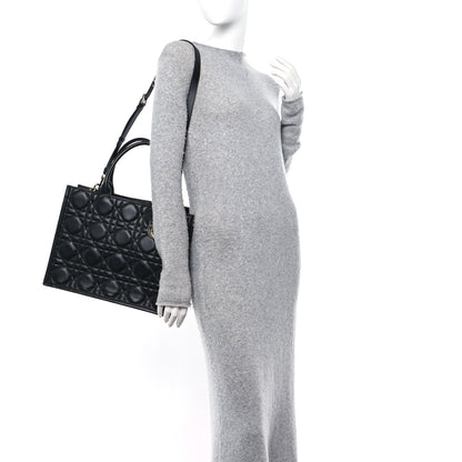 Christian Dior Calfskin Macro Cannage Medium Book Tote Black 2 of 10