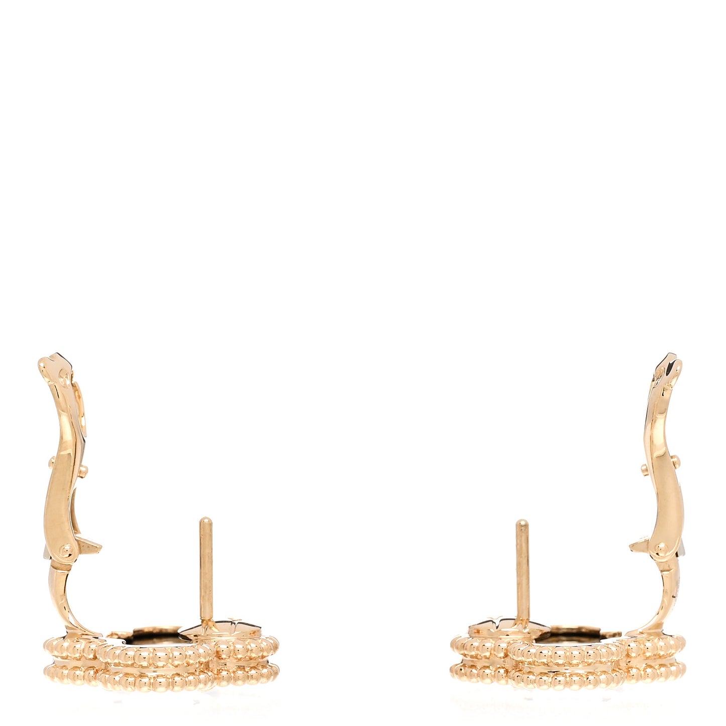 18K Yellow Gold Black Onyx Vintage Alhambra Earrings