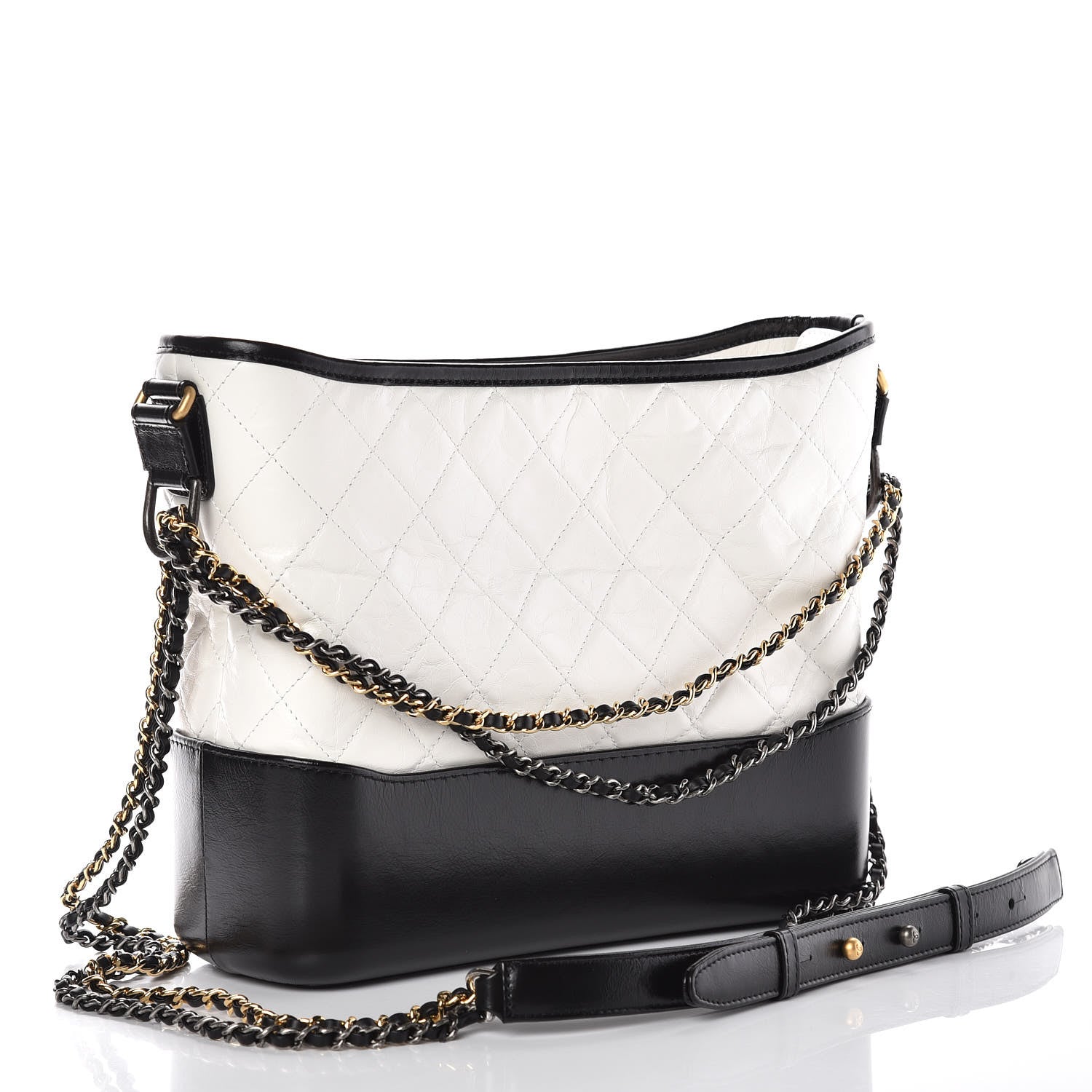 Chanel Aged Calfskin Quilted Medium Gabrielle Hobo Black White 2 of 10