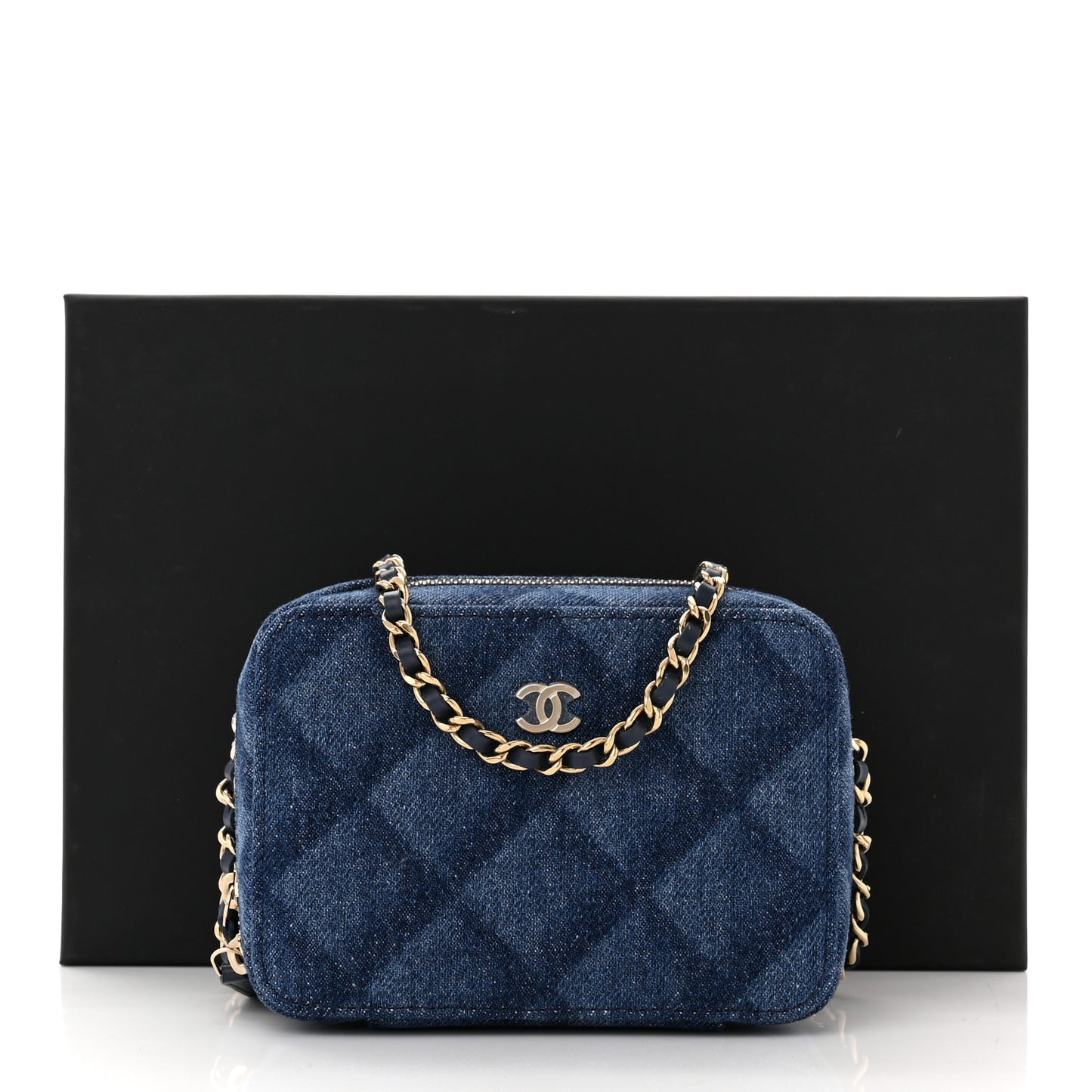 Printed Denim CC Camera Case Blue