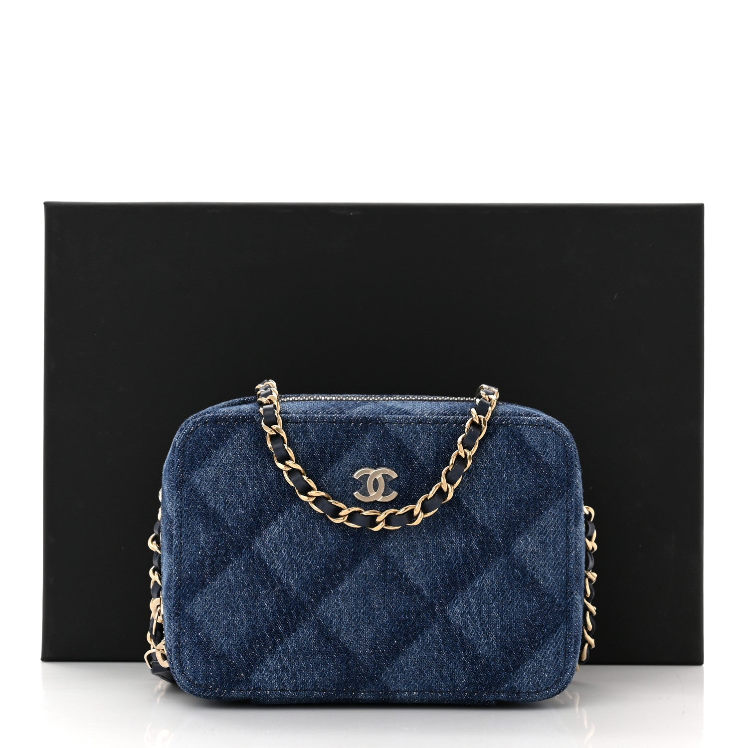 Chanel Printed Denim CC Camera Case Blue 10 of 10