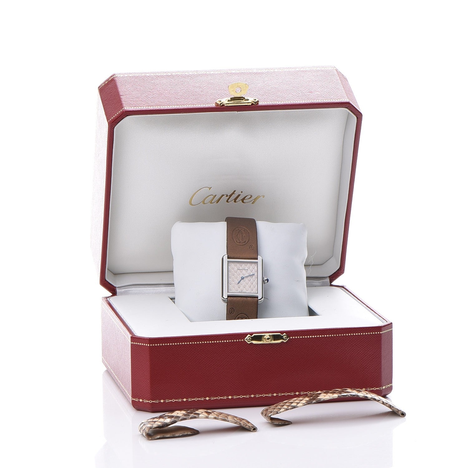 Cartier Stainless Steel Satin 24mm Tank Solo Python Quartz Watch Taupe 12 of 12
