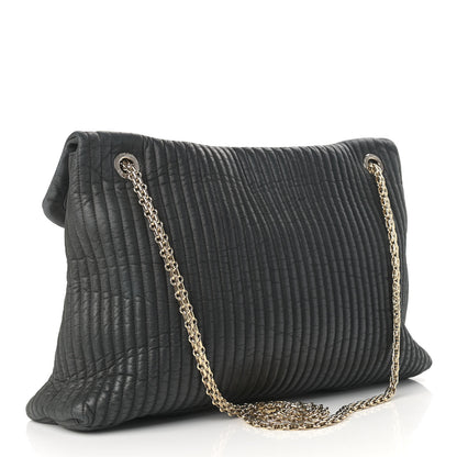 Chanel Iridescent Calfskin Vertical Quilted Mademoiselle Lock Bijoux Flap Shoulder Bag Black 2 of 9