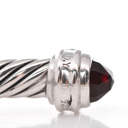 David Yurman Sterling Silver Garnet Diamond 5mm Cable Classics Bracelet 4 of 5