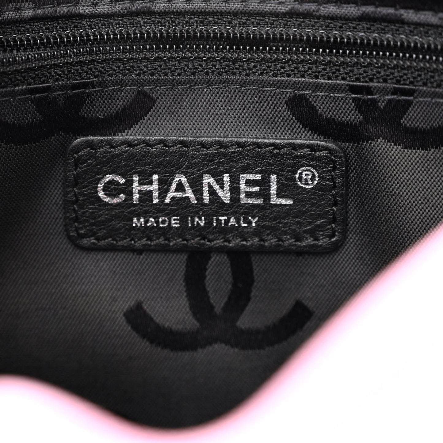 Calfskin Quilted Cambon Pochette Pink Black