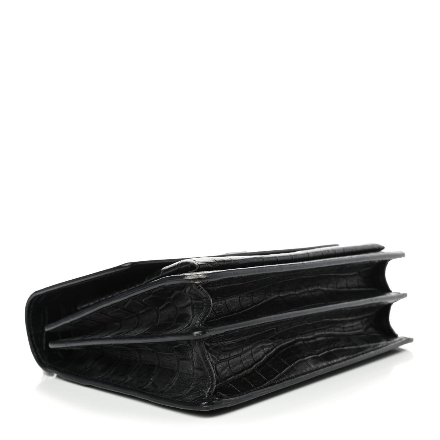 Calfskin Crocodile Embossed Medium Monogram Sunset Black