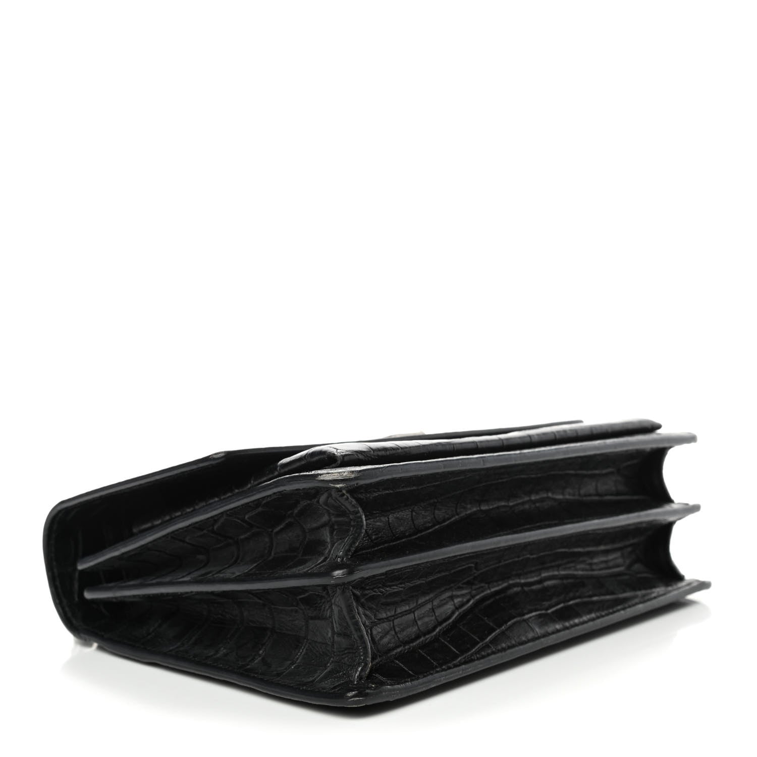 Saint Laurent Calfskin Crocodile Embossed Medium Monogram Sunset Black 3 of 6