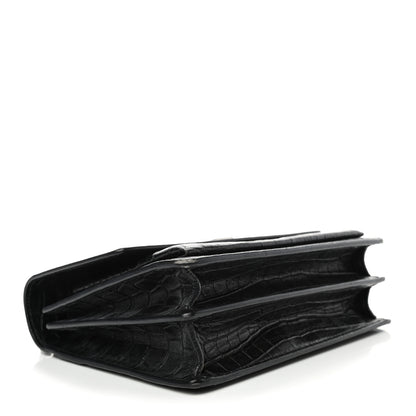 Saint Laurent Calfskin Crocodile Embossed Medium Monogram Sunset Black 3 of 6