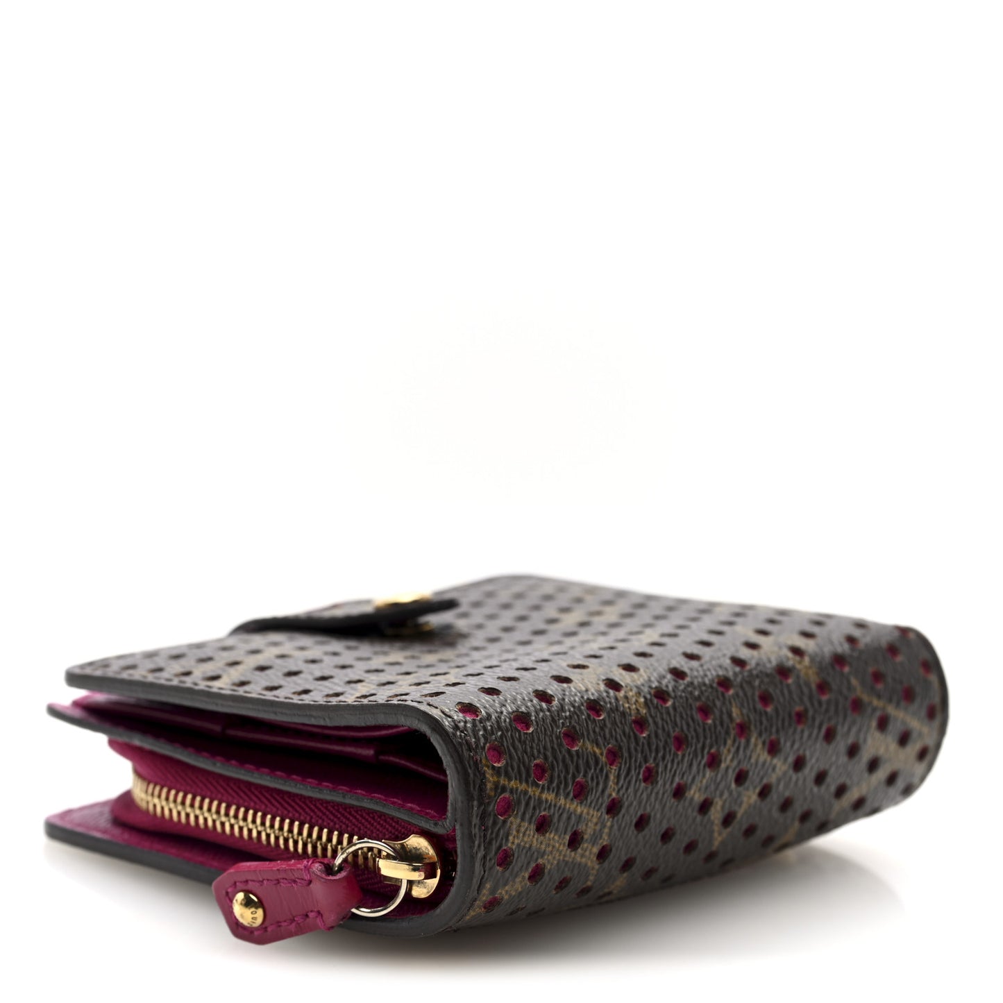 Monogram Perforated Compact Zipped Wallet Fuchsia