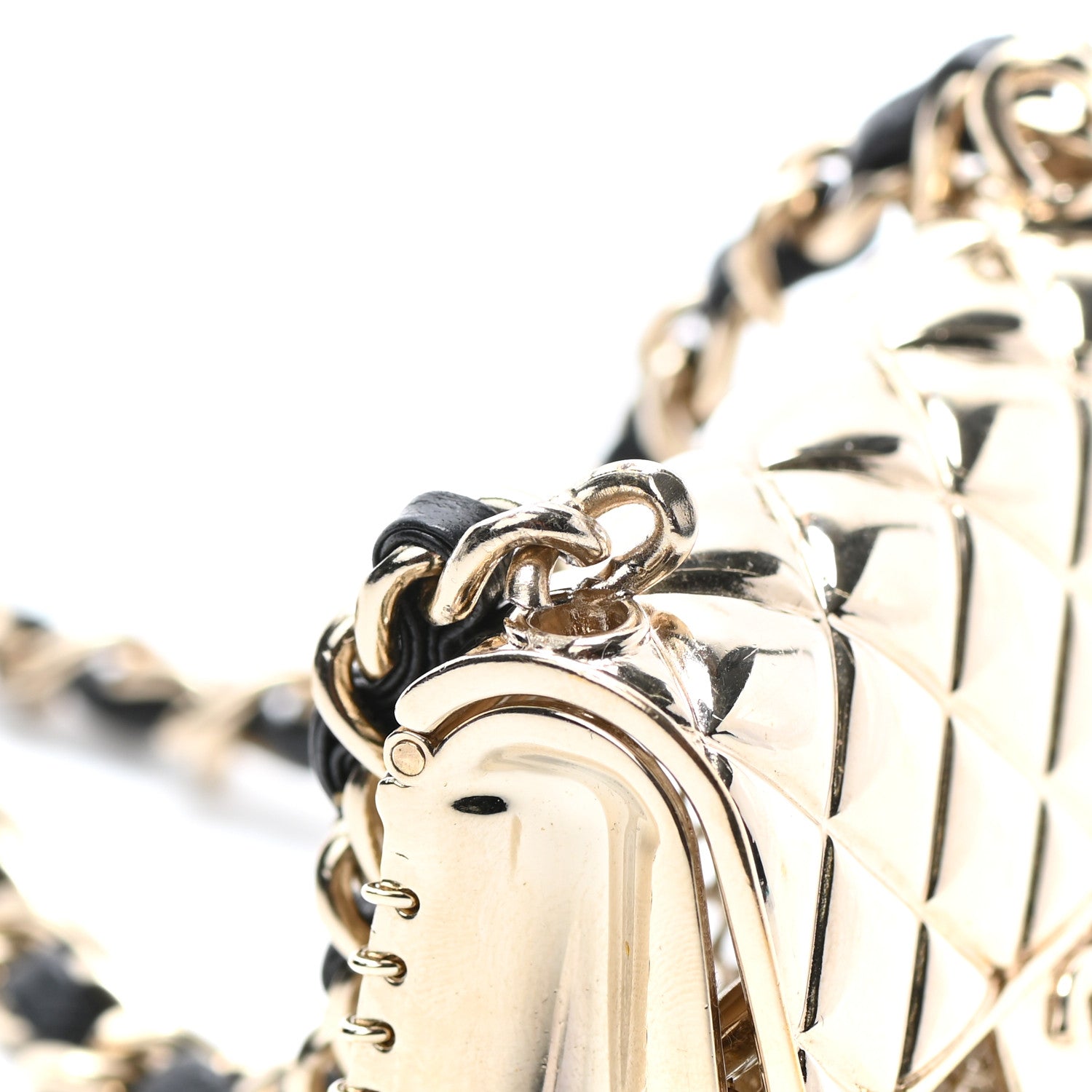 Chanel Metal Lambskin Chain Micro Bag Necklace Gold Black 6 of 6