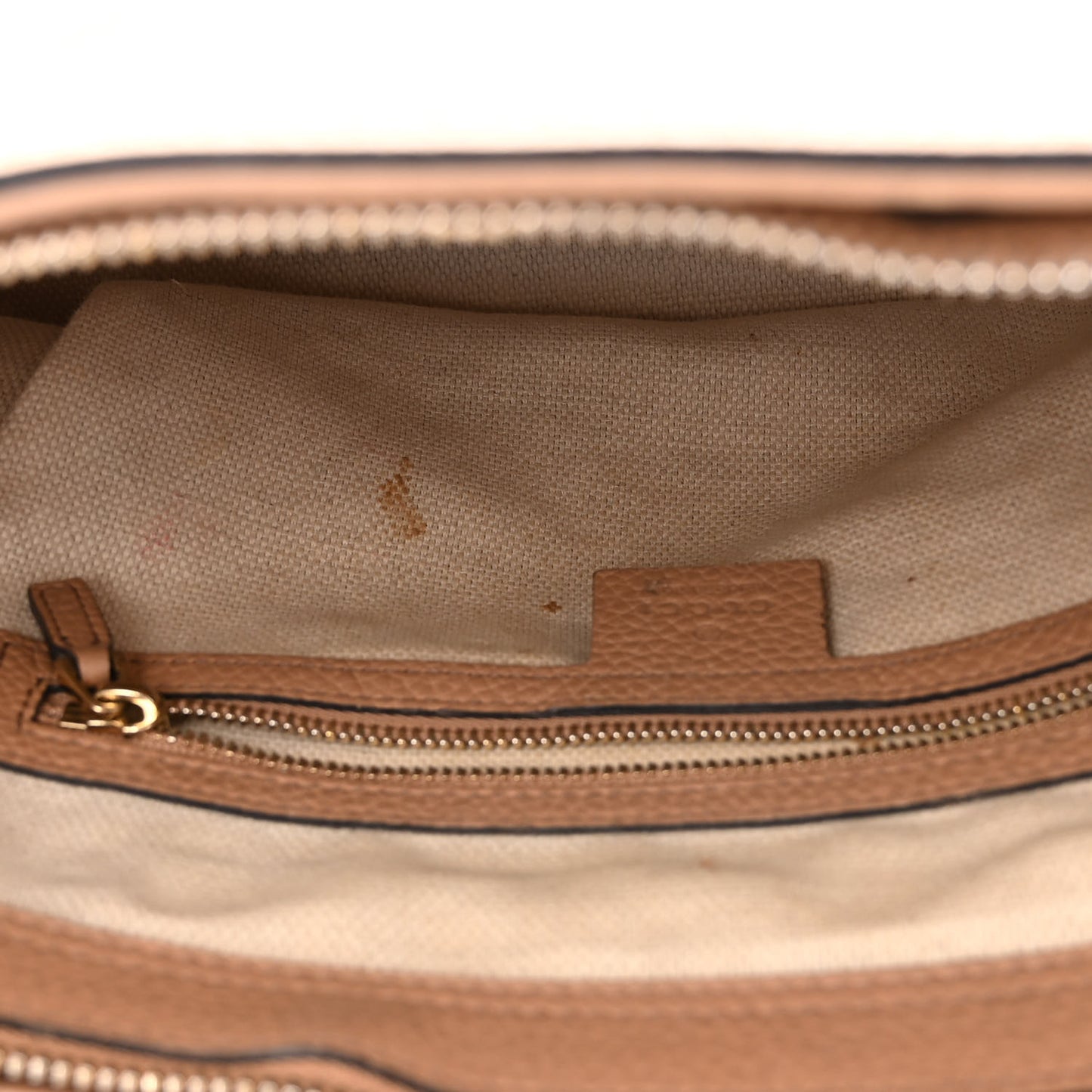 Pebbled Calfskin Small Soho Top Handle Bag Camelia