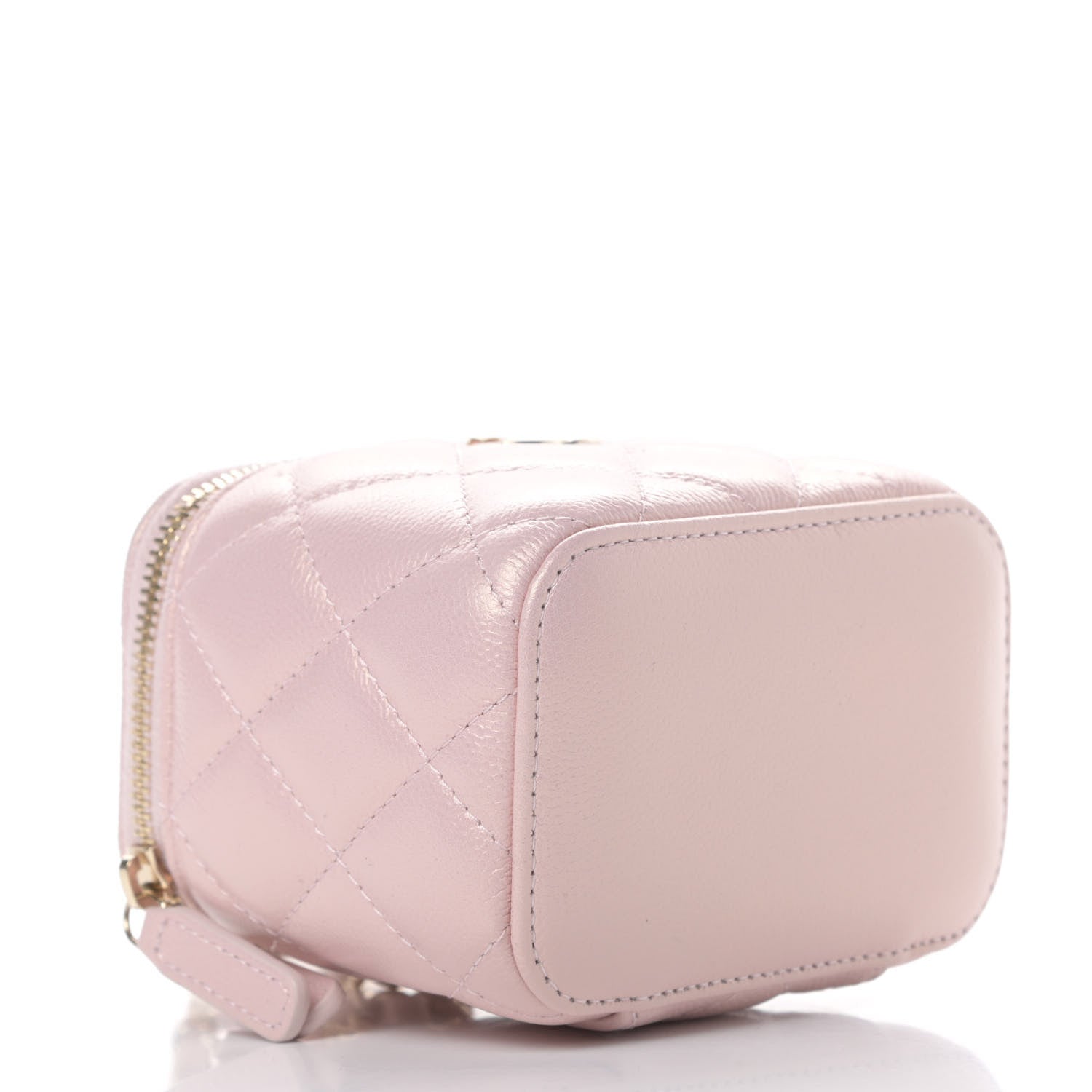 Chanel Iridescent Caviar Quilted Mini Pearl On Top Vanity Case With Chain Light Pink 4 of 8